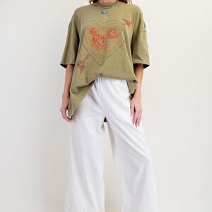 Easel Diana Wide Leg Pants in White Size Medium NWT
